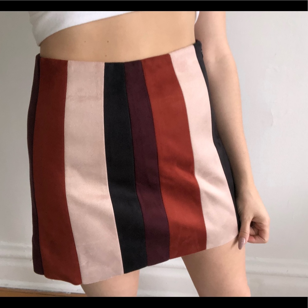 Suede Color Block Mini Skirt